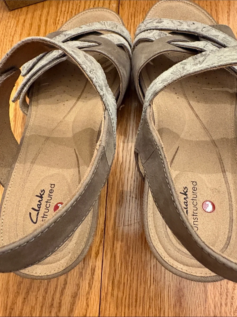 Clarks Taupe/Beige Wedge Sandals